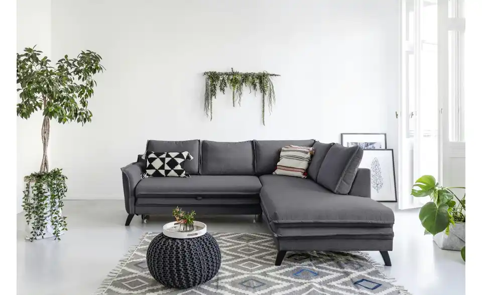 Miuform Ecksofa Charming Charlie mit Schlaffunktion, in Wohnsituation