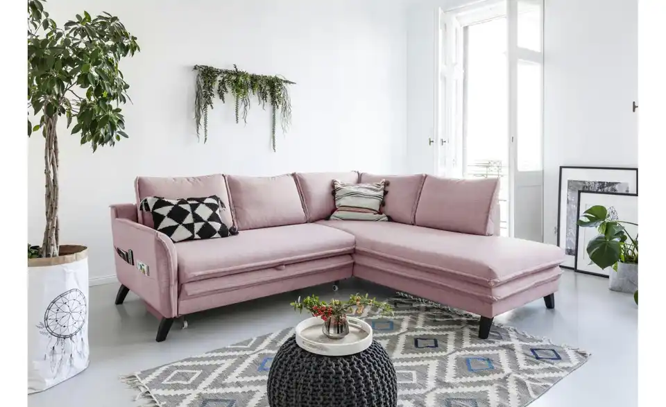 Miuform Ecksofa Charming Charlie mit Schlaffunktion, in Wohnsituation