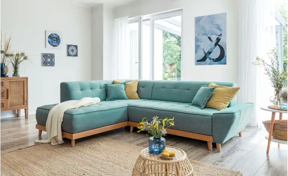 Miuform Ecksofa Dazzling Daisy mit Schlaffunktion, in Wohnsituation