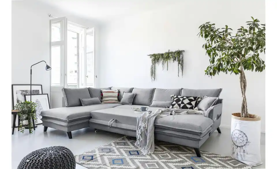 Miuform Wohnlandschaft Charming Charlie mit Schlaffunktion, in Wohnsituation