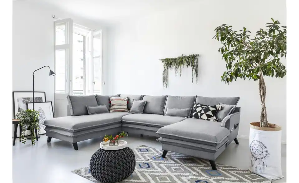 Miuform Wohnlandschaft Charming Charlie mit Schlaffunktion, in Wohnsituation