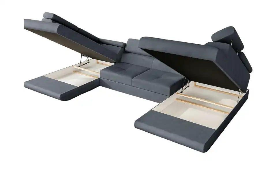 Wohnlandschaft Memphis mit Schlaffunktion, geöffnet