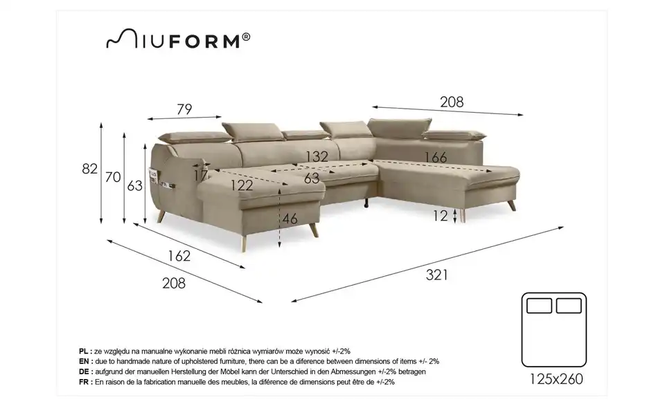 Miuform Wohnlandschaft Sweet Harmony, Bemaßung