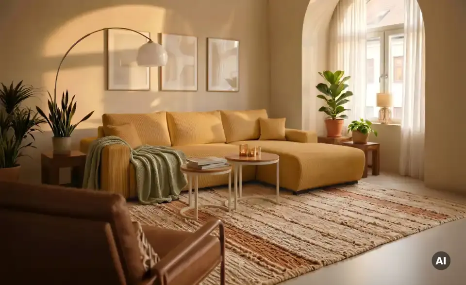 Ecksofa Nelly mit Schlaffunktion, in Wohnsituation