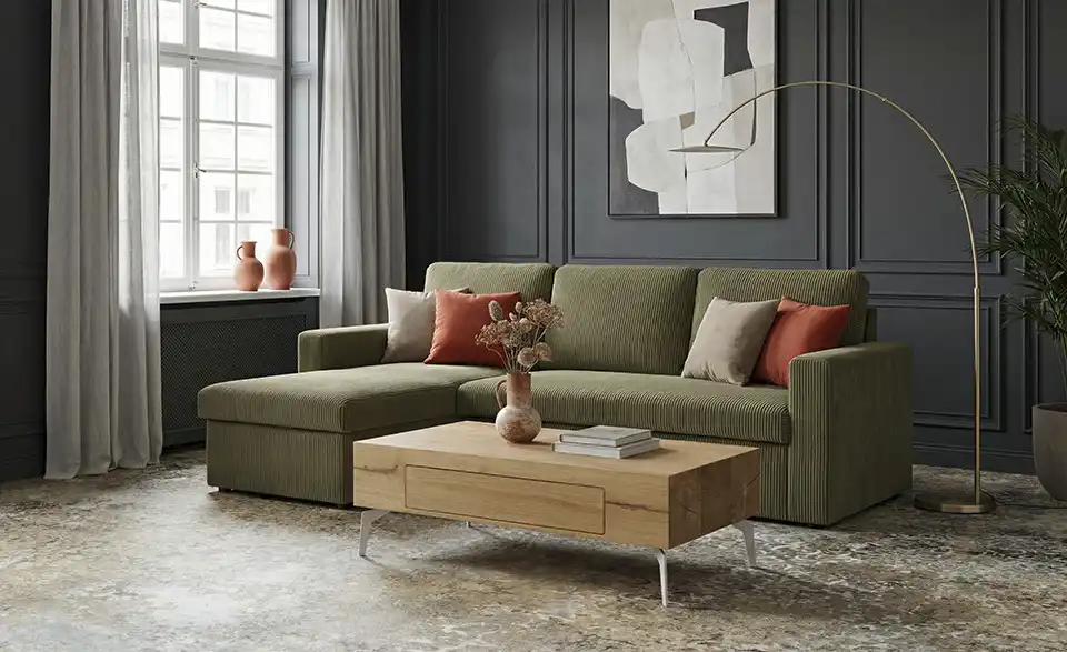 Ecksofa Xenia mit Schlaffunktion, in Wohnsituation