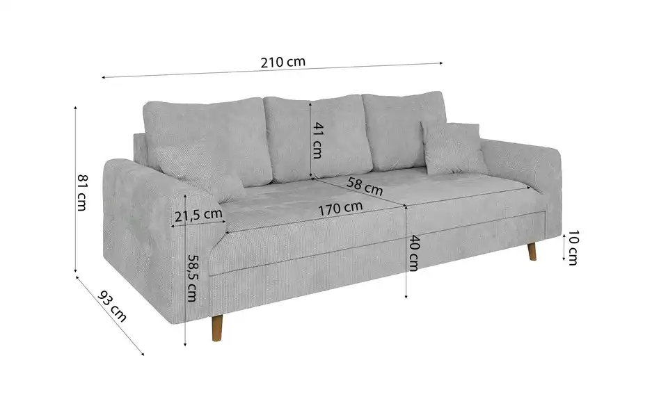 Einzelsofa Trygve, Bemaßung