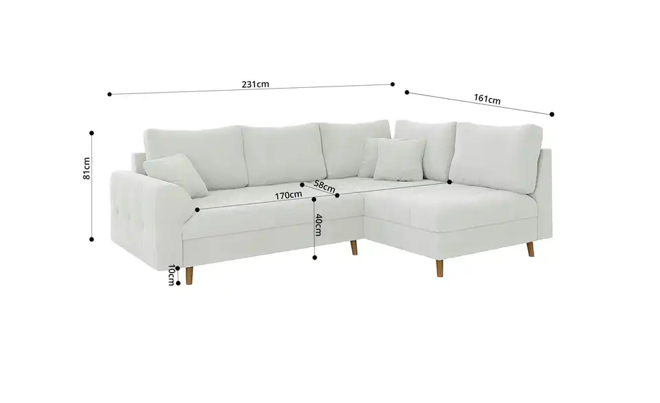 Ecksofa Lars, Bemaßung