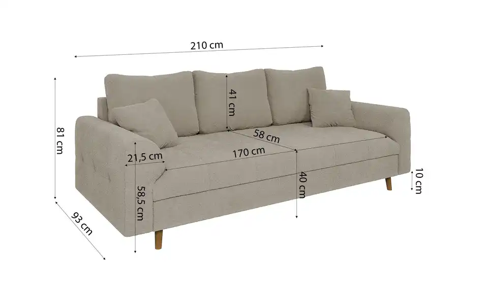 Einzelsofa Lars, Bemaßung