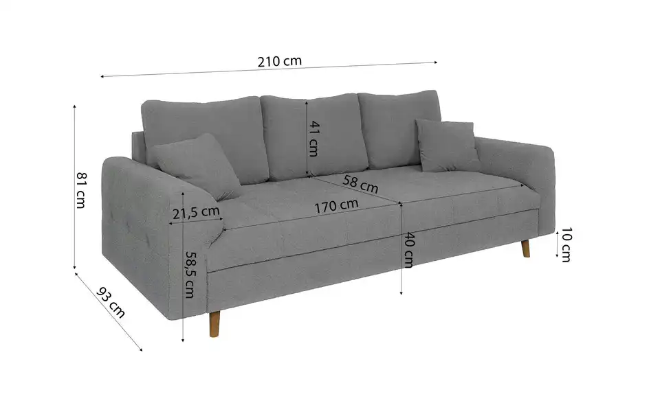 Einzelsofa Lars, Bemaßung