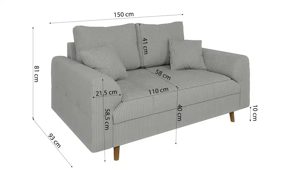 Einzelsofa Maya, Bemaßung