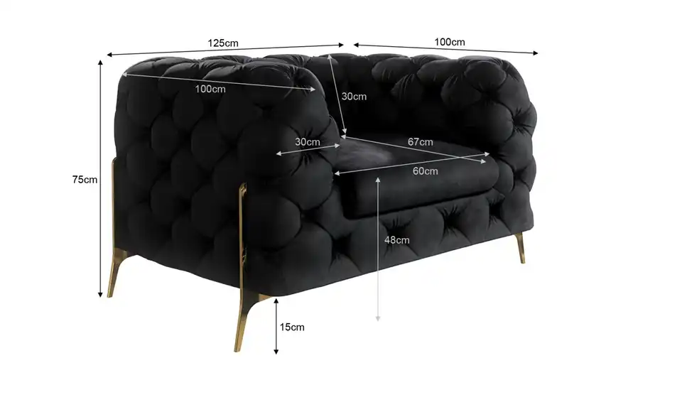 Chesterfield Sessel Natalie, Bemaßung