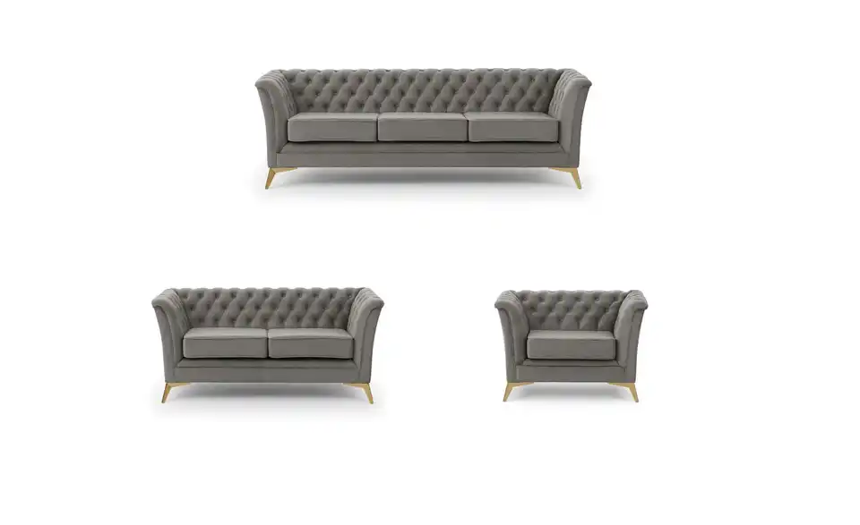 Chesterfield Polstergarnitur 3+2+1 Wilhelm, Frontansicht