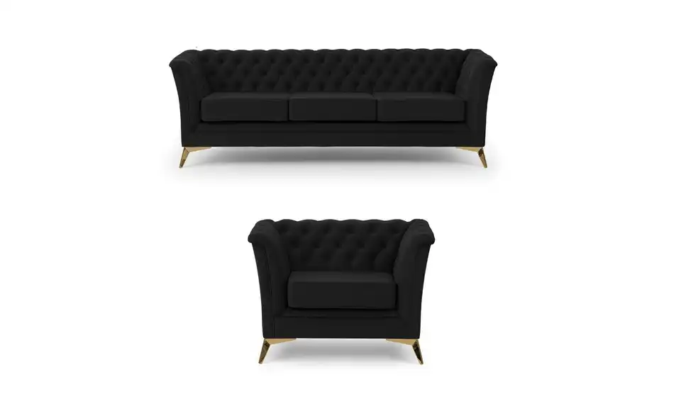 Chesterfield Polstergarnitur 3+1 Wilhelm, Frontansicht