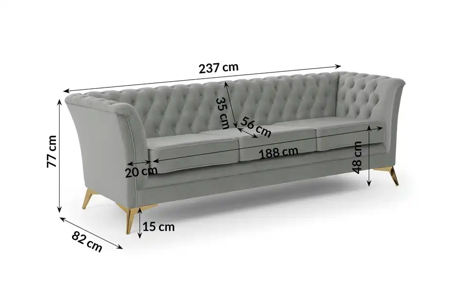 Einzelsofa, Bemaßung