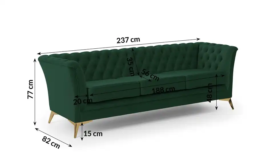 Einzelsofa, Bemaßung