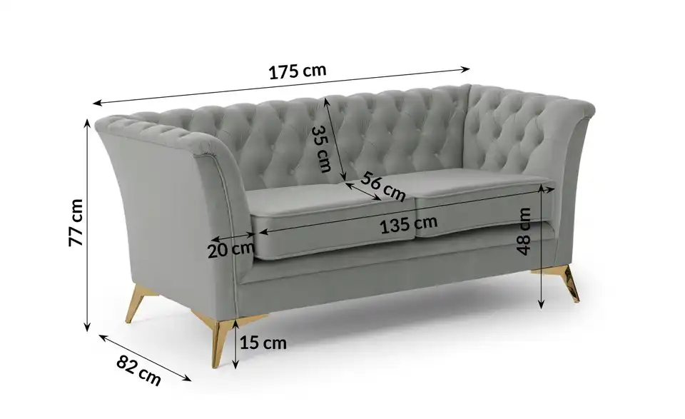Einzelsofa, Bemaßung