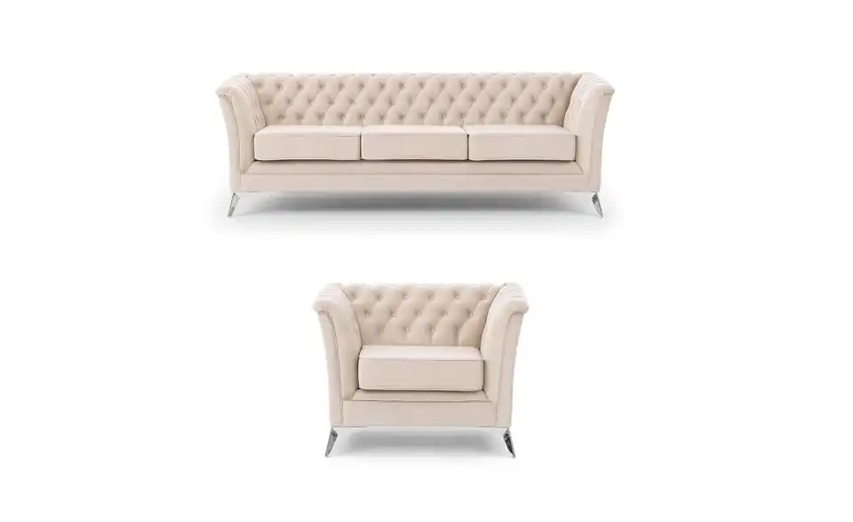 Chesterfield Polstergarnitur 3+1 Wilhelm, Frontansicht