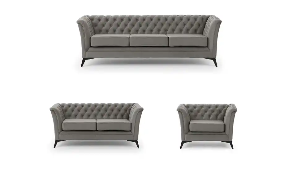 Chesterfield Polstergarnitur 3+2+1 Wilhelm, Frontansicht
