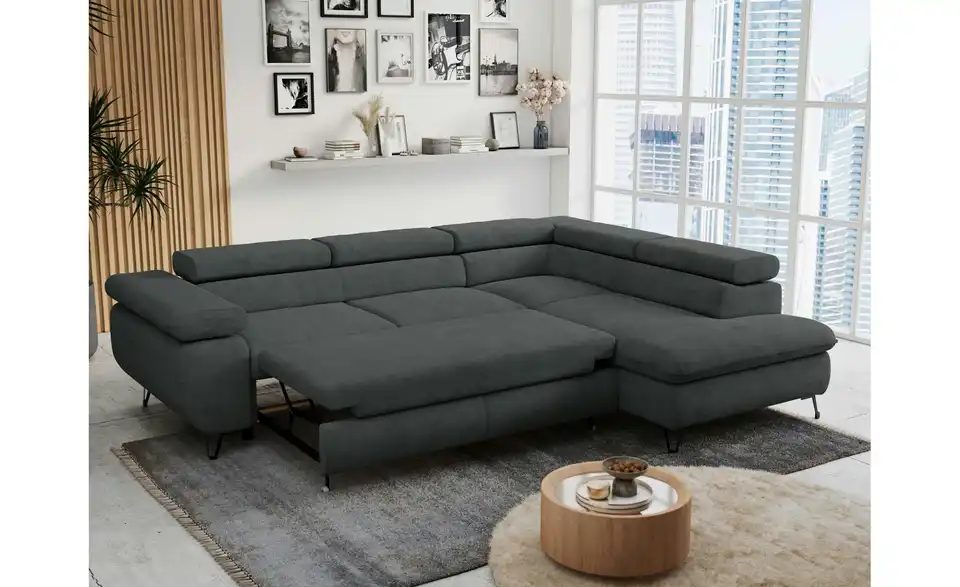 Ecksofa Dunkelgrau, in Wohnsituation
