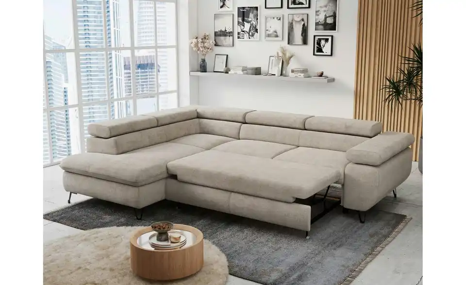 Ecksofa Beige, in Wohnsituation