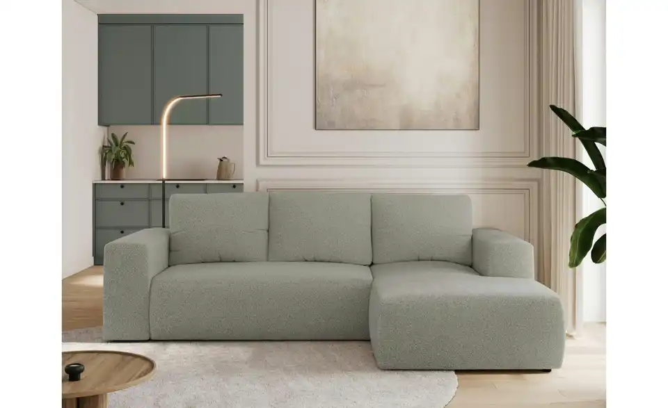 Ecksofa Hellgrau, in Wohnsituation