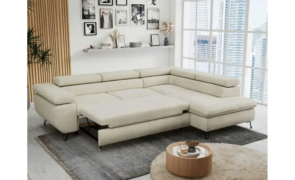 Ecksofa Beige, in Wohnsituation