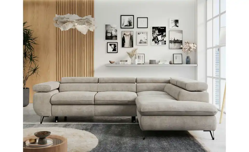Ecksofa Beige, in Wohnsituation