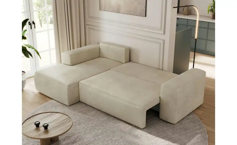 Ecksofa Beige, in Wohnsituation