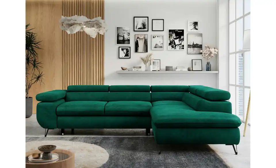 Ecksofa Dunkelgrün, in Wohnsituation