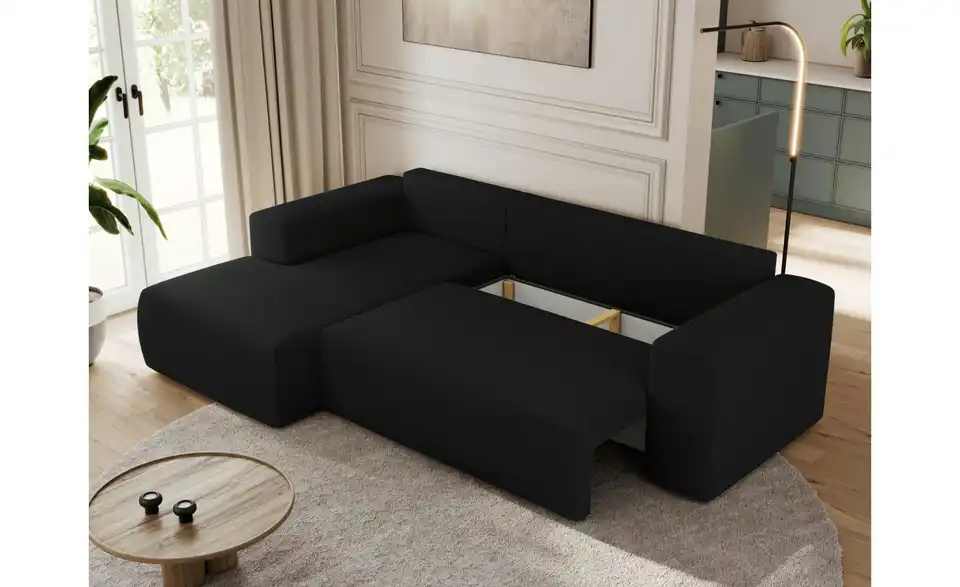 Ecksofa Schwarz, Funktionsansicht