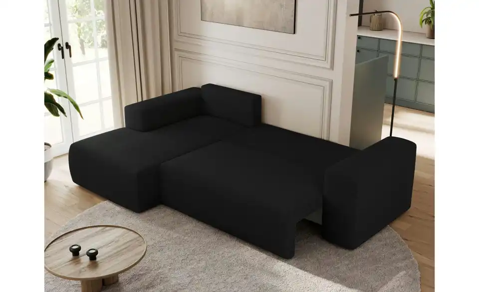Ecksofa Schwarz, in Wohnsituation