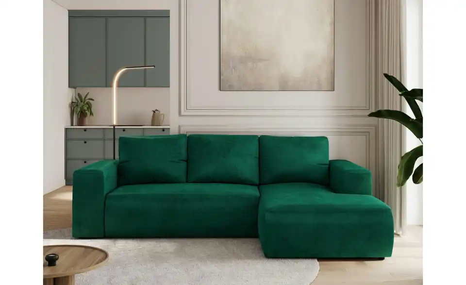 Ecksofa Dunkelgrün, in Wohnsituation