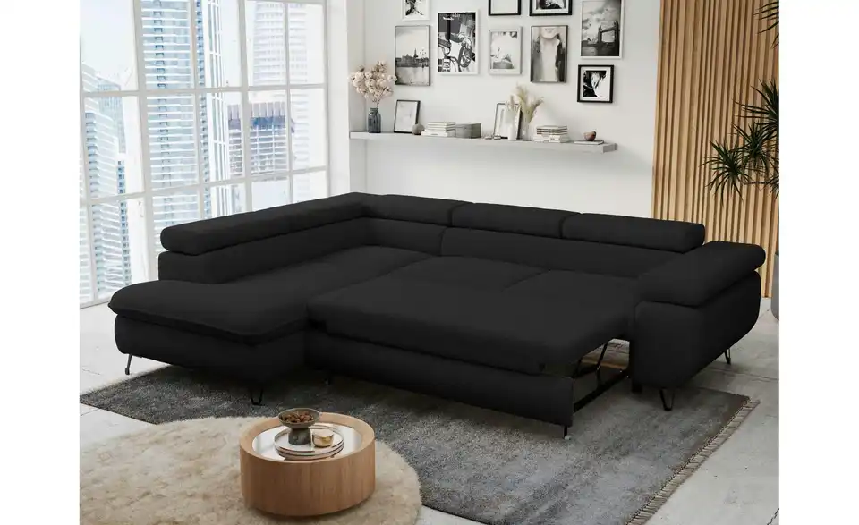Ecksofa Schwarz, in Wohnsituation