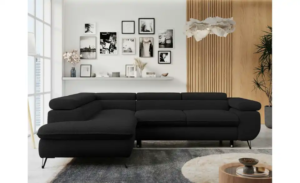 Ecksofa Schwarz, in Wohnsituation
