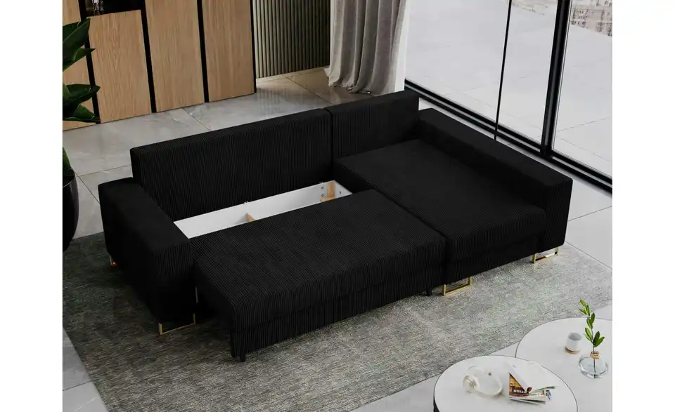 Ecksofa Schwarz, Funktionsansicht