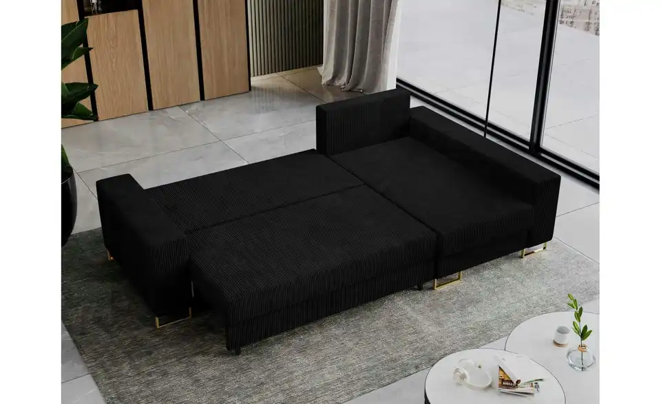 Ecksofa Schwarz, in Wohnsituation