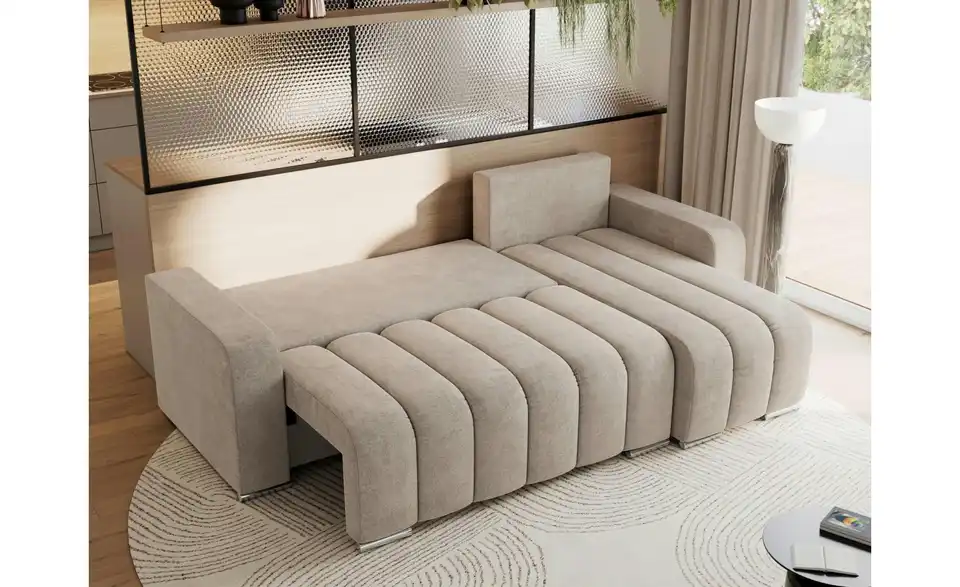 Ecksofa Beige, in Wohnsituation