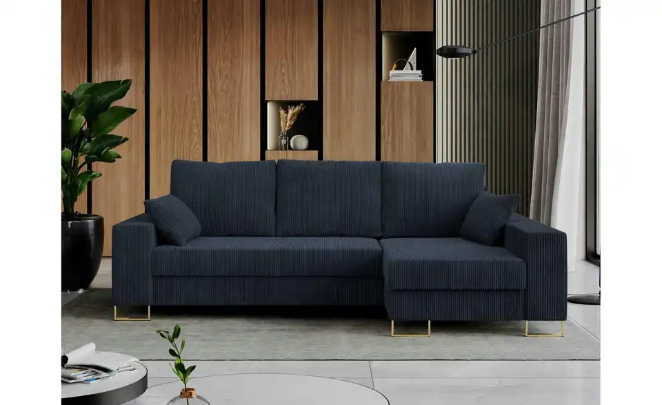 Ecksofa Dunkelblau, in Wohnsituation