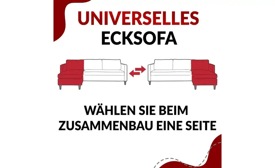 Ecksofa Dunkelgrün, Bild mit Text