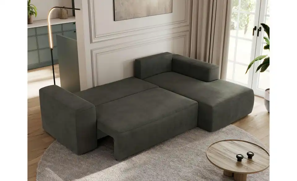 Ecksofa Dunkelgrau, in Wohnsituation