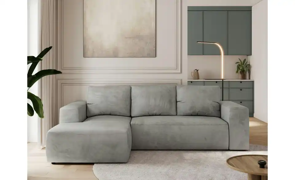 Ecksofa Hellgrau, in Wohnsituation