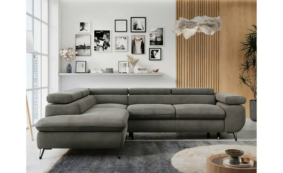 Ecksofa Dunkelgrau, in Wohnsituation