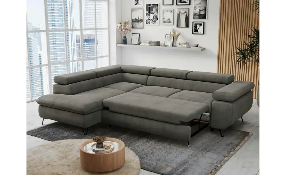 Ecksofa Dunkelgrau, in Wohnsituation