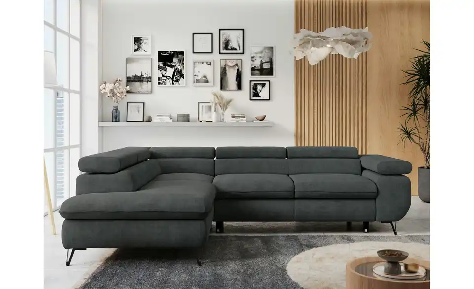 Ecksofa Dunkelgrau, in Wohnsituation