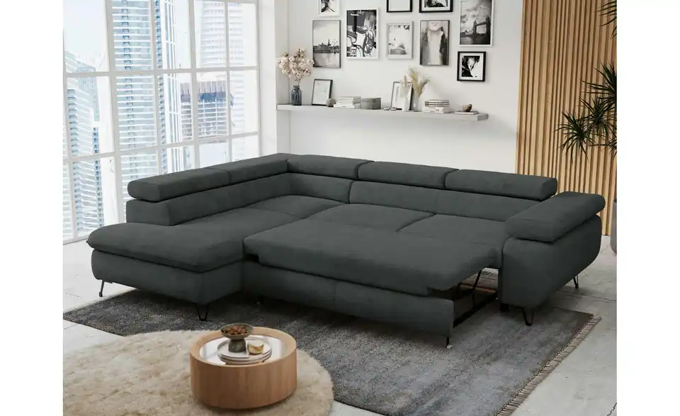 Ecksofa Dunkelgrau, in Wohnsituation