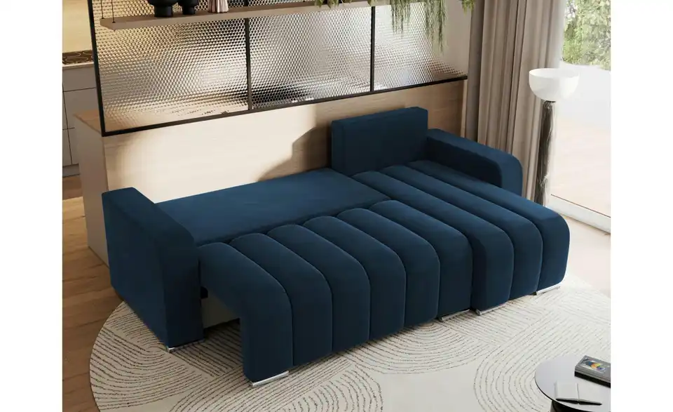 Ecksofa Dunkelblau, in Wohnsituation