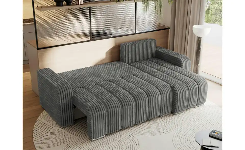 Ecksofa Dunkelgrau, in Wohnsituation