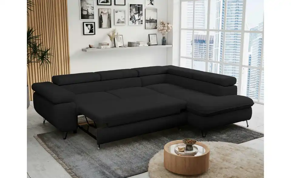 Ecksofa Schwarz, in Wohnsituation