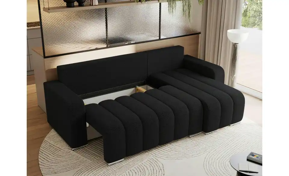 Ecksofa Schwarz, Funktionsansicht