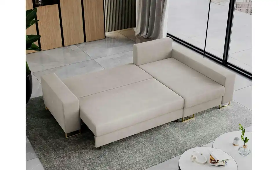 Ecksofa Beige, in Wohnsituation